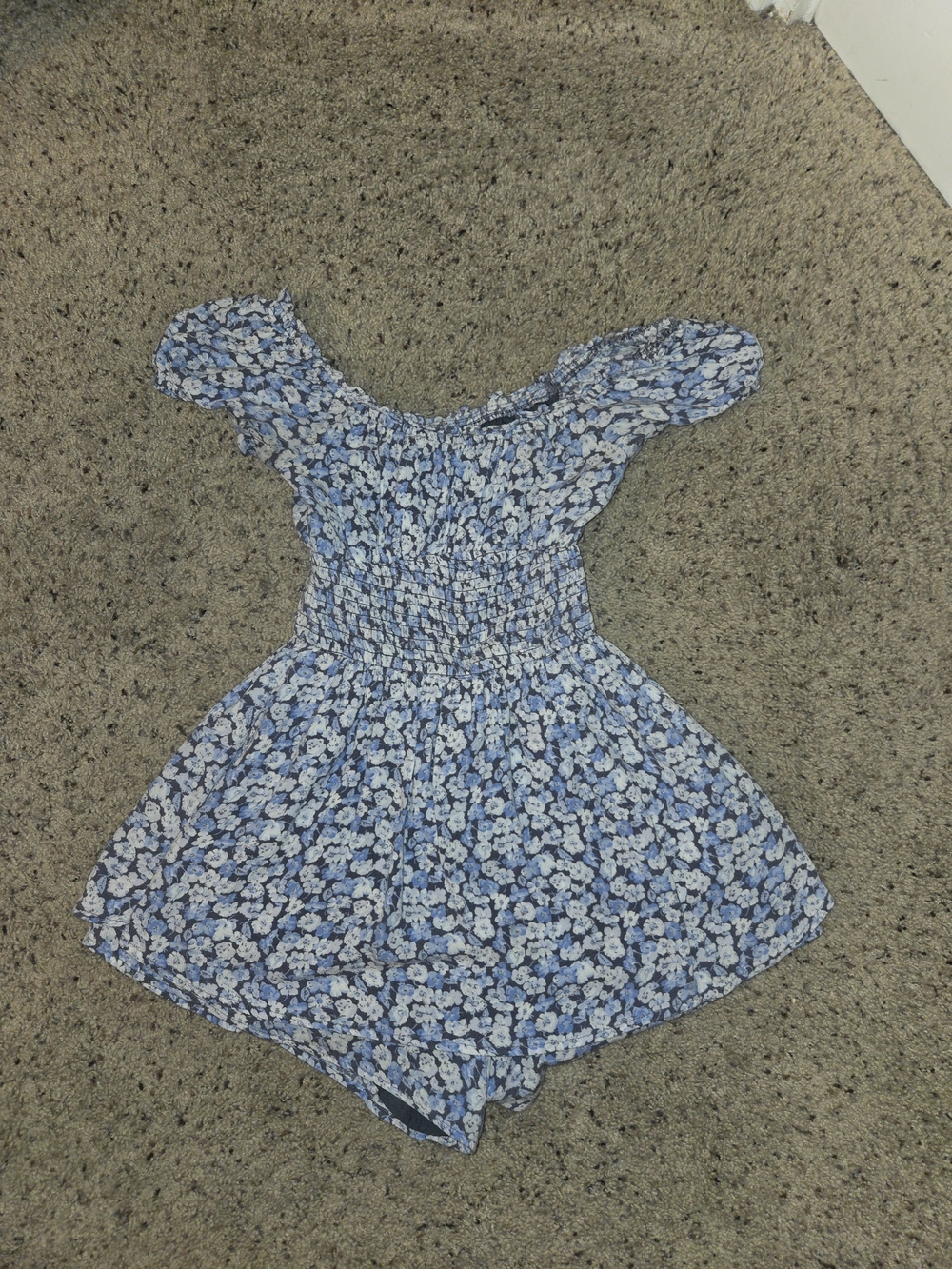 Hollister Blue Floral Off-Shoulder Romper XS